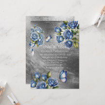 Elegante Blauwe Rozen Vlinder Zilveren Bruiloft