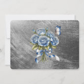 Elegante Blauwe Rozen Zilveren Oefenavond Kaart (Achterkant)