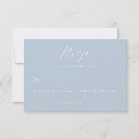 Elegante Blauwe RSVP Kaart (Voorkant)