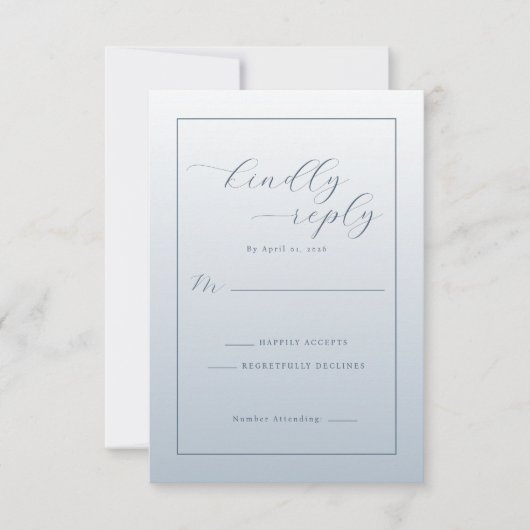 Elegante Blauwe RSVP Kaart (Voorkant)