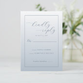 Elegante Blauwe RSVP Kaart (Staand voorkant)