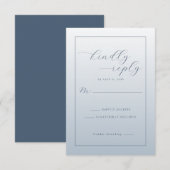 Elegante Blauwe RSVP Kaart (Voorkant / Achterkant)
