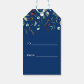 Elegante Blauwe Rustieke Nieuwjaarskaart 2025 Cadeaulabel (Achterkant)