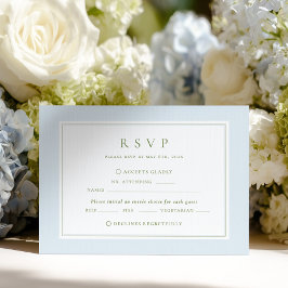 Elegante Blauwe & Salie Bruiloft RSVP Kaart