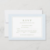 Elegante Blauwe & Salie Bruiloft RSVP Kaartje (Voorkant)