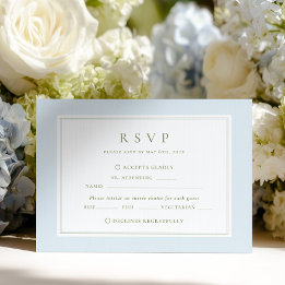 Elegante Blauwe & Salie Huwelijk RSVP Kaartje