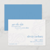Elegante blauwe Save-the-Date, Caroline Wedding Save The Date (Voorkant / Achterkant)