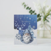 Elegante blauwe Scandinavische kerstsfeer Feestdagenkaart (Staand voorkant)