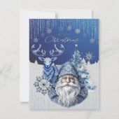 Elegante blauwe Scandinavische kerstsfeer Feestdagenkaart (Voorkant)