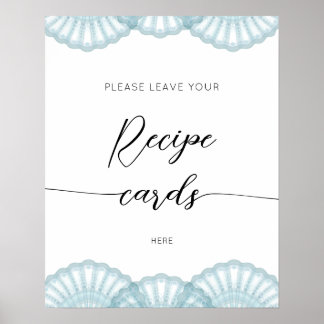 Elegante Blauwe Schelp laat je receptenkaart hier Poster