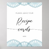 Elegante Blauwe Schelp laat je receptkaart hier Poster (Voorkant)