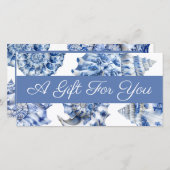 Elegante blauwe schelpen cadeaubon (Voorkant / Achterkant)