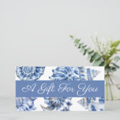 Elegante blauwe schelpen cadeaubon (Staand voorkant)