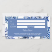 Elegante blauwe schelpen cadeaubon (Achterkant)