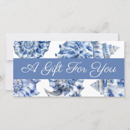 Elegante blauwe schelpen cadeaubon