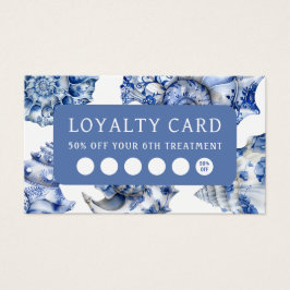 Elegante blauwe schelpen loyalty card visitekaartje
