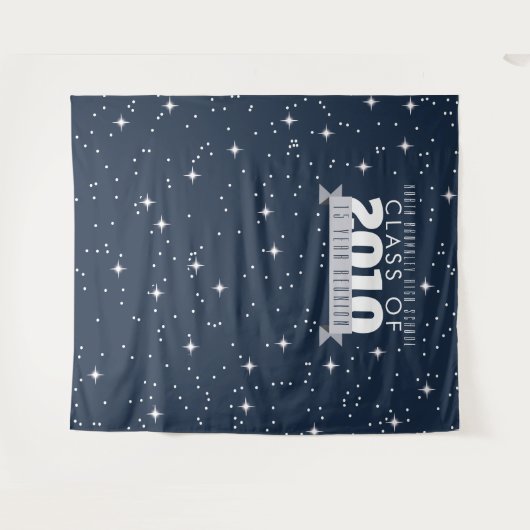 Elegante, blauwe School Reunion Photobooth achterg Wandkleed (Voorkant (horizontaal))