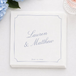 Elegante blauwe schrift huwelijksservetten servet