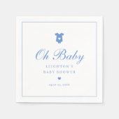 Elegante Blauwe Script Baby Shower Servet (Voorkant)