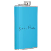 Elegante Blauwe Script Calligrafie Naam Heupfles (Rechts)