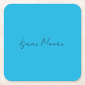 Elegante Blauwe Script Calligrafie Naam Kartonnen Onderzetters (Voorkant)