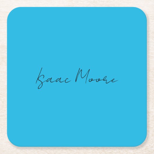 Elegante Blauwe Script Calligrafie Naam Kartonnen Onderzetters (Voorkant)