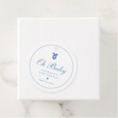 Elegante Blauwe Script Jongens Oh Baby Shower Bedankjes Labels (In situ)