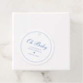 Elegante Blauwe Script Jongens Oh Baby Shower Bedankjes Labels (In situ)
