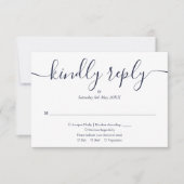 Elegante Blauwe Script Maaltijdkeuze RSVP Kaartje (Voorkant)