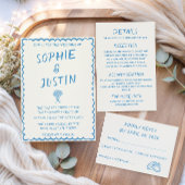 Elegante Blauwe Script Typografie Trouwen Bedankkaart