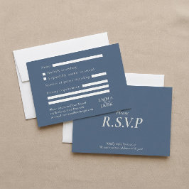 Elegante blauwe serif ampers en bruiloft RSVP kaartje