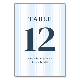 Elegante blauwe serif huwelijks tafelkaart kaart