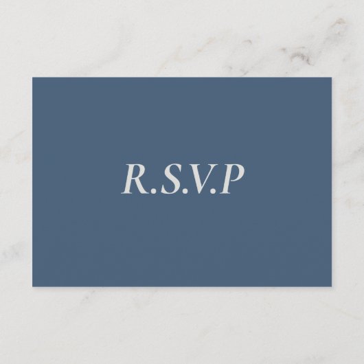 Elegante blauwe serif QR-code RSVP Informatiekaartje (Achterkant)