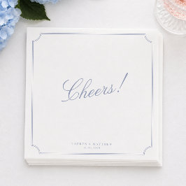 Elegante blauwe servetten met kader voor de bruilo