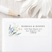 Elegante blauwe sierlijke bloemen Floral retour ad Etiket (Insitu)