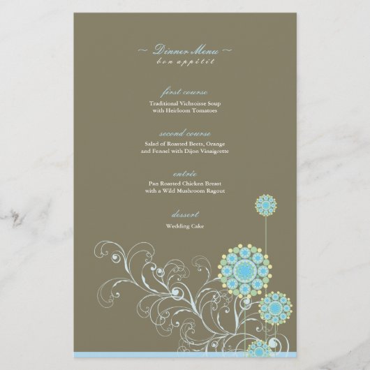 Elegante Blauwe Sneeuw Bloem wervelt Winter Bruilo (Voorkant)