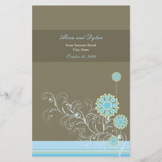 Elegante Blauwe Sneeuw Bloem wervelt Winter Bruilo (Achterkant)