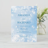 Elegante Blauwe Sneeuwvlok Huwelijksuitnodiging Kaart (Staand voorkant)
