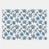 Elegante  Blauwe Sneeuwvlok Kerst Inpakpapier Vel (Voorkant 3)