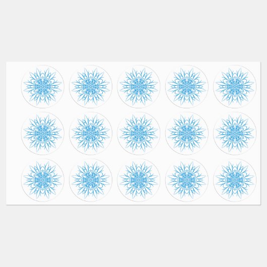 Elegante Blauwe Sneeuwvlok Mandala Labels (Vel)