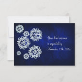 Elegante Blauwe Sneeuwvlok Winter Wedding RSVP (Voorkant)
