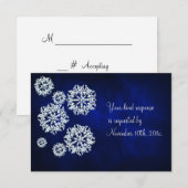 Elegante Blauwe Sneeuwvlok Winter Wedding RSVP (Voorkant / Achterkant)