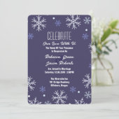 Elegante blauwe sneeuwvlok Winter Wonderland bruil Kaart (Staand voorkant)