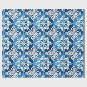 Elegante Blauwe Sneeuwvlok Winter Wrap Cadeaupapier