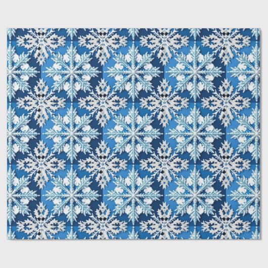 Elegante Blauwe Sneeuwvlok Winter Wrap Cadeaupapier (Vlak)