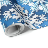 Elegante Blauwe Sneeuwvlok Winter Wrap Cadeaupapier (Rol Hoek)
