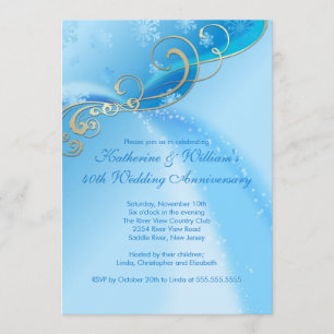 Elegante Blauwe Sneeuwvlok Winterjubileum Kaart