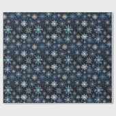 Elegante Blauwe  Sneeuwvlokken Cadeaupapier (Vlak)
