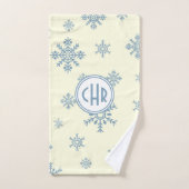 Elegante Blauwe Sneeuwvlokken in Witte Achtergrond Bad Handdoek (Handdoek)