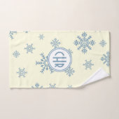 Elegante Blauwe Sneeuwvlokken in Witte Achtergrond Bad Handdoek (Handdoek)